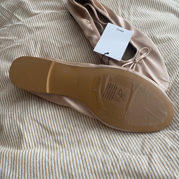 Mango Pink Tan Satin Ballet Flats - Picture 3 of 7